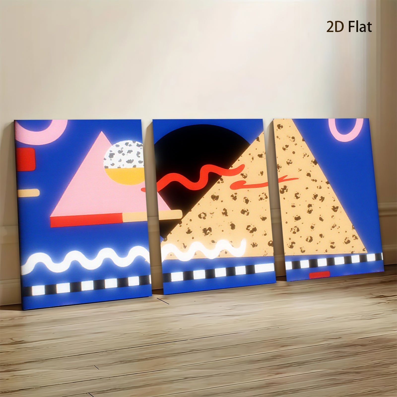 2D flat 1pc Abstract Geometric Shapes Modern Art Wall Decor Living Room Bedroom Canvas Prints Framed Ready To Hang Gallery Wrapped Teal Gold Minimalist Chic