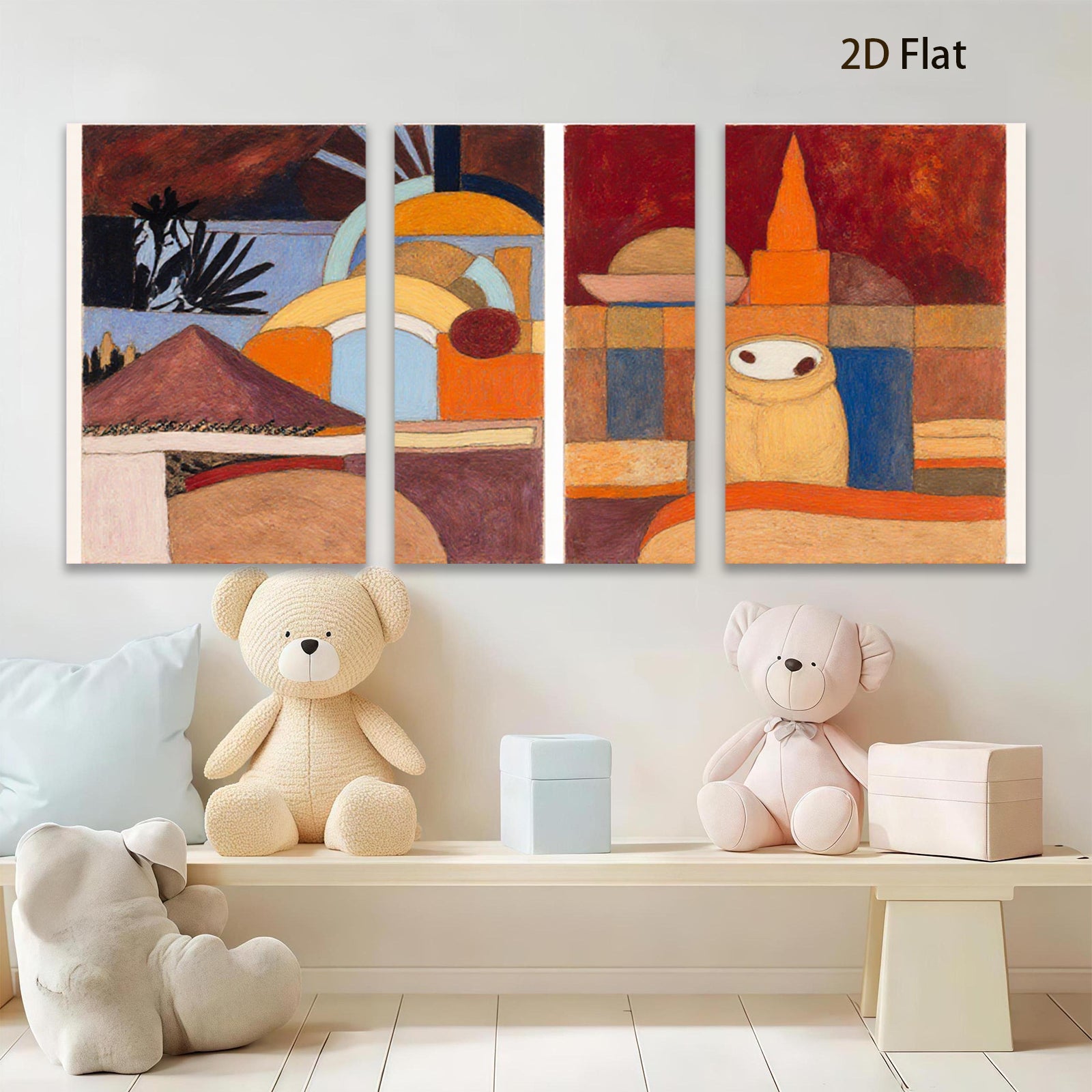 2D flat 1pc Abstract Geometric Still Life Modern Farmhouse Wall Art Dining Room Living Room Bedroom Decor Gallery Wrapped Canvas Print
