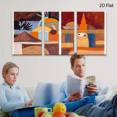 2D flat 1pc Abstract Geometric Still Life Modern Farmhouse Wall Art Dining Room Living Room Bedroom Decor Gallery Wrapped Canvas Print