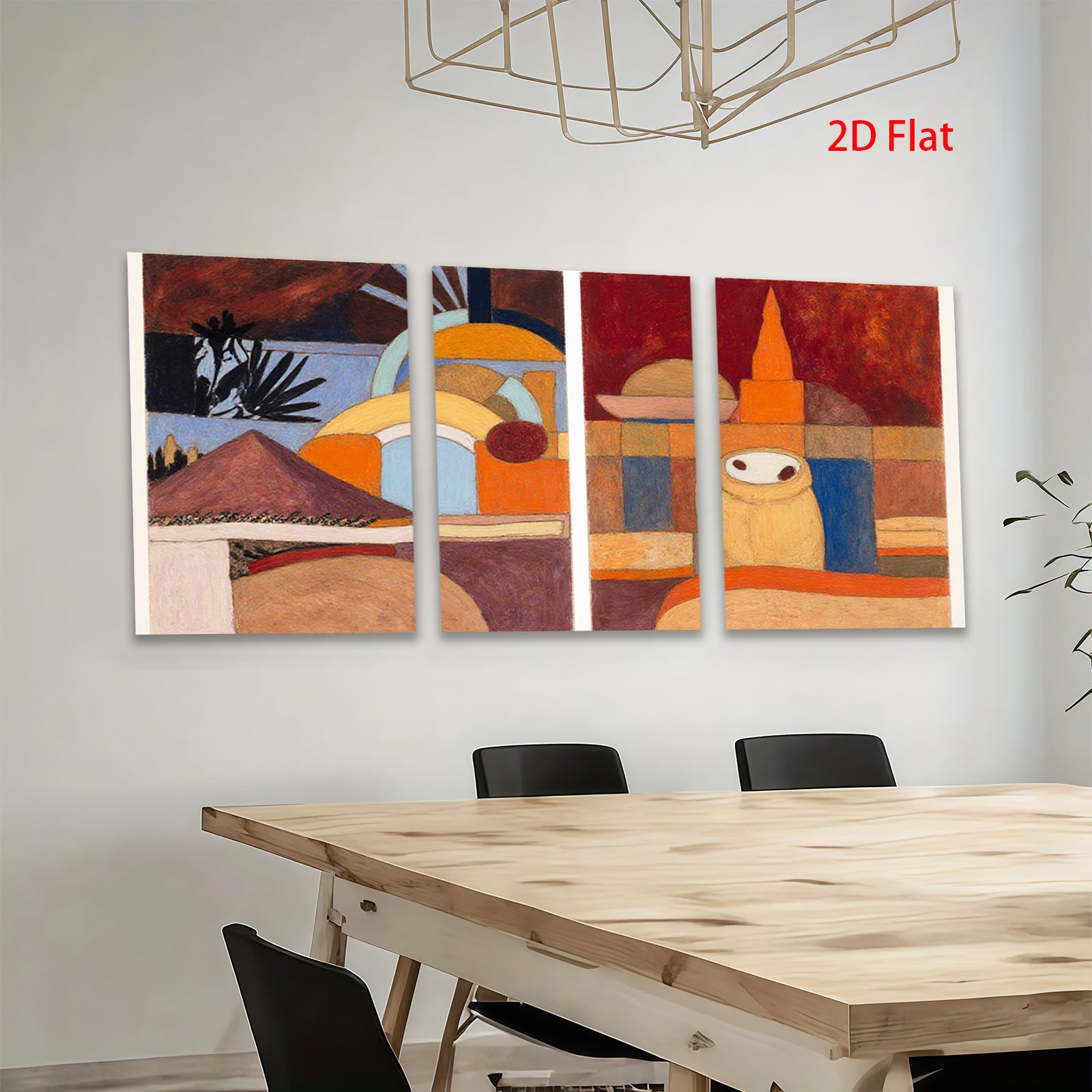 2D flat 1pc Abstract Geometric Still Life Modern Farmhouse Wall Art Dining Room Living Room Bedroom Decor Gallery Wrapped Canvas Print