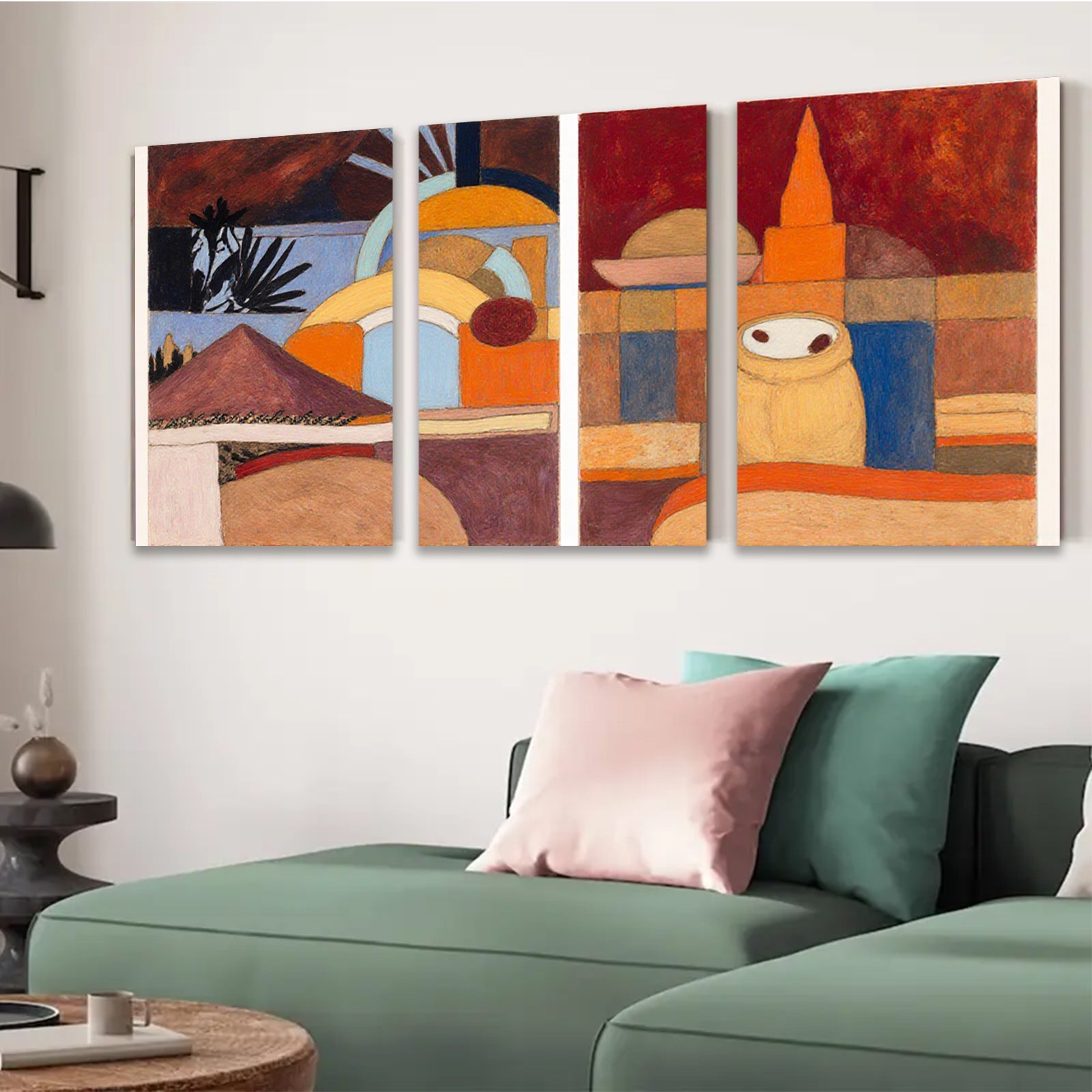 2D flat 1pc Abstract Geometric Still Life Modern Farmhouse Wall Art Dining Room Living Room Bedroom Decor Gallery Wrapped Canvas Print