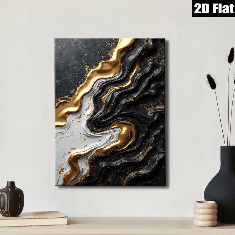 2D flat 1pc Abstract Gold Marble Swirls Modern Wall Art Living Room Bedroom Decor Farmhouse Style Gallery Wrapped Canvas Prints Ready to Hang Large Size