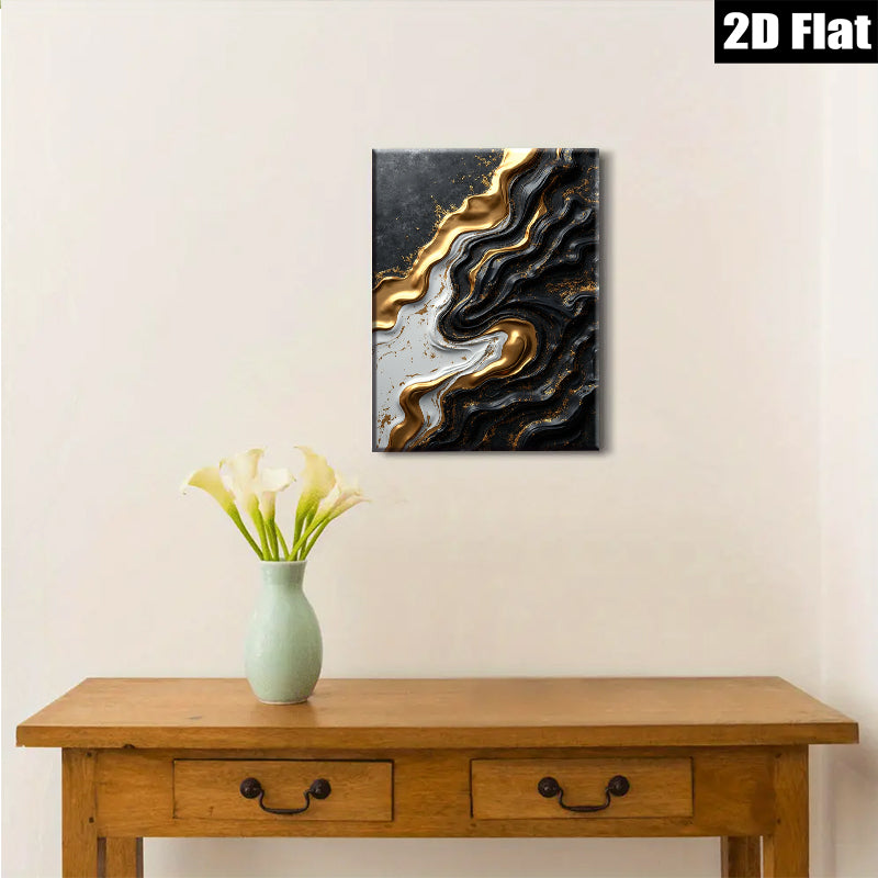 2D flat 1pc Abstract Gold Marble Swirls Modern Wall Art Living Room Bedroom Decor Farmhouse Style Gallery Wrapped Canvas Prints Ready to Hang Large Size