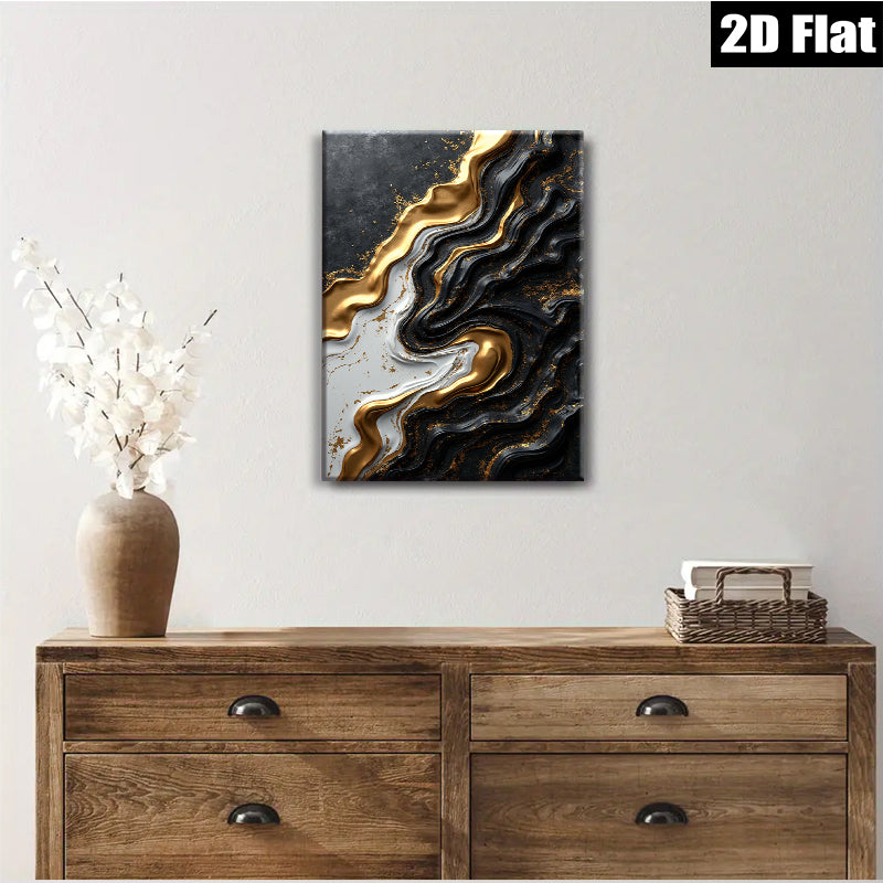 2D flat 1pc Abstract Gold Marble Swirls Modern Wall Art Living Room Bedroom Decor Farmhouse Style Gallery Wrapped Canvas Prints Ready to Hang Large Size