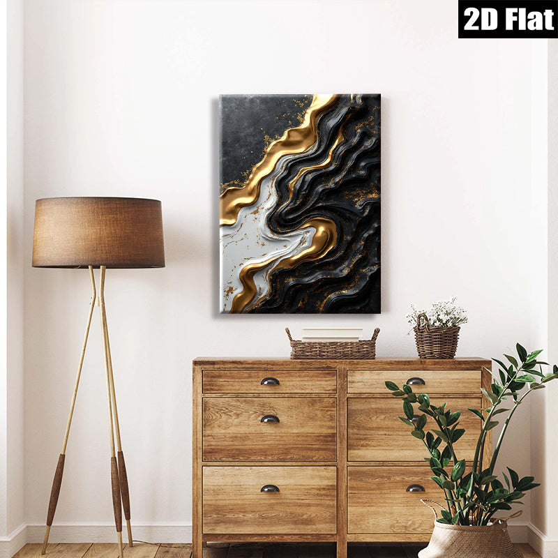 2D flat 1pc Abstract Gold Marble Swirls Modern Wall Art Living Room Bedroom Decor Farmhouse Style Gallery Wrapped Canvas Prints Ready to Hang Large Size