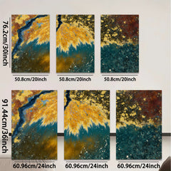 2D flat 1pc Abstract Golden Foliage Burst Wall Art Canvas Prints for Living Room Bedroom Modern Farmhouse Decor Gallery Wrapped Ready to Hang