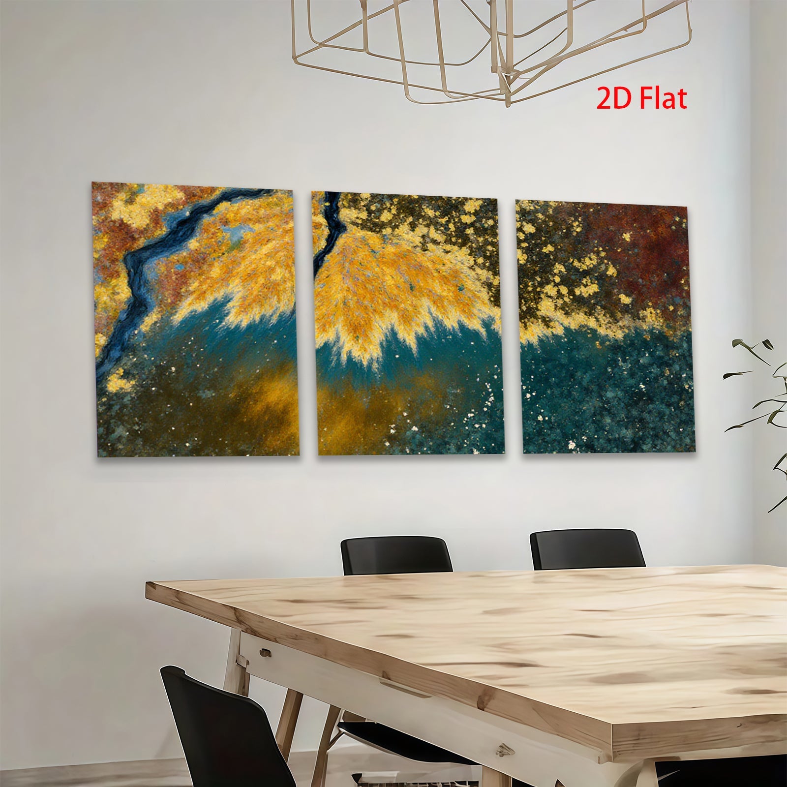 2D flat 1pc Abstract Golden Foliage Burst Wall Art Canvas Prints for Living Room Bedroom Modern Farmhouse Decor Gallery Wrapped Ready to Hang