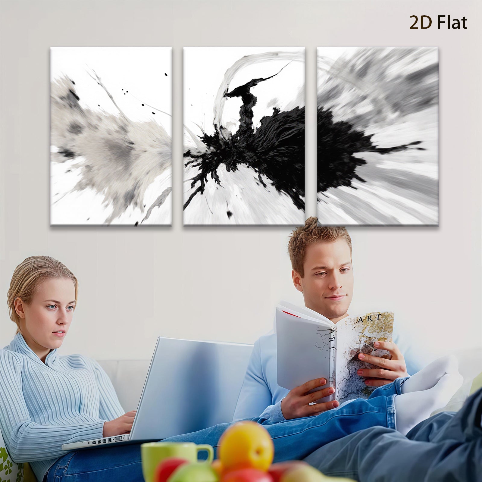 2D flat 1pc Abstract Ink Explosion Wall Art Modern Minimalist Decor Living Room Bedroom Office Gallery Wrapped Canvas Prints Coastal Farmhouse Chic Trending Now