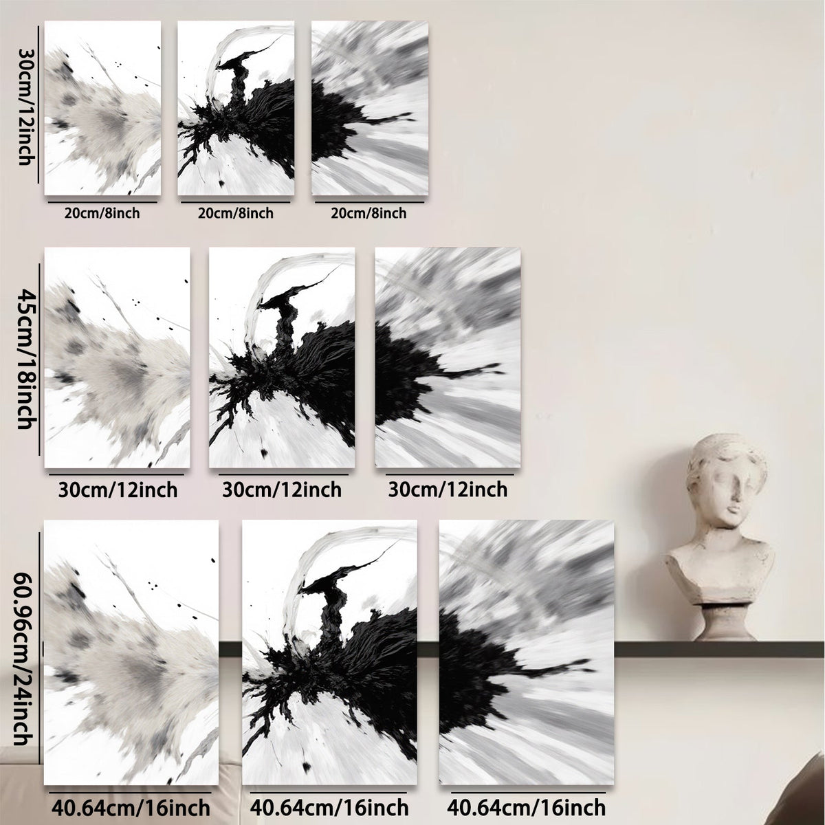 2D flat 1pc Abstract Ink Explosion Wall Art Modern Minimalist Decor Living Room Bedroom Office Gallery Wrapped Canvas Prints Coastal Farmhouse Chic Trending Now