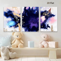 2D flat 1pc Abstract Ink Wash Butterfly Floral Wall Art Canvas Prints for Living Room Bedroom Home Decor Modern Farmhouse Gallery Wrapped Teal Gold