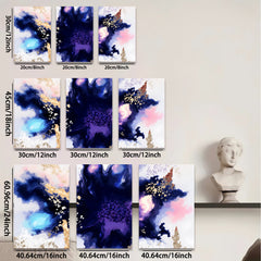 2D flat 1pc Abstract Ink Wash Butterfly Floral Wall Art Canvas Prints for Living Room Bedroom Home Decor Modern Farmhouse Gallery Wrapped Teal Gold