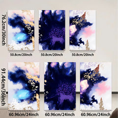 2D flat 1pc Abstract Ink Wash Butterfly Floral Wall Art Canvas Prints for Living Room Bedroom Home Decor Modern Farmhouse Gallery Wrapped Teal Gold