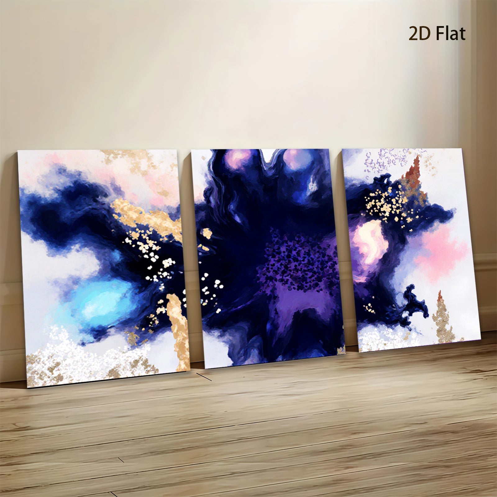 2D flat 1pc Abstract Ink Wash Butterfly Floral Wall Art Canvas Prints for Living Room Bedroom Home Decor Modern Farmhouse Gallery Wrapped Teal Gold