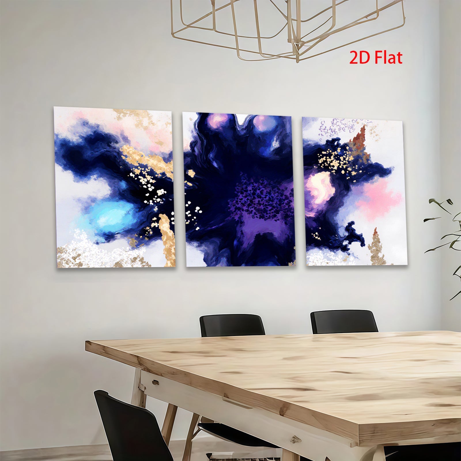 2D flat 1pc Abstract Ink Wash Butterfly Floral Wall Art Canvas Prints for Living Room Bedroom Home Decor Modern Farmhouse Gallery Wrapped Teal Gold