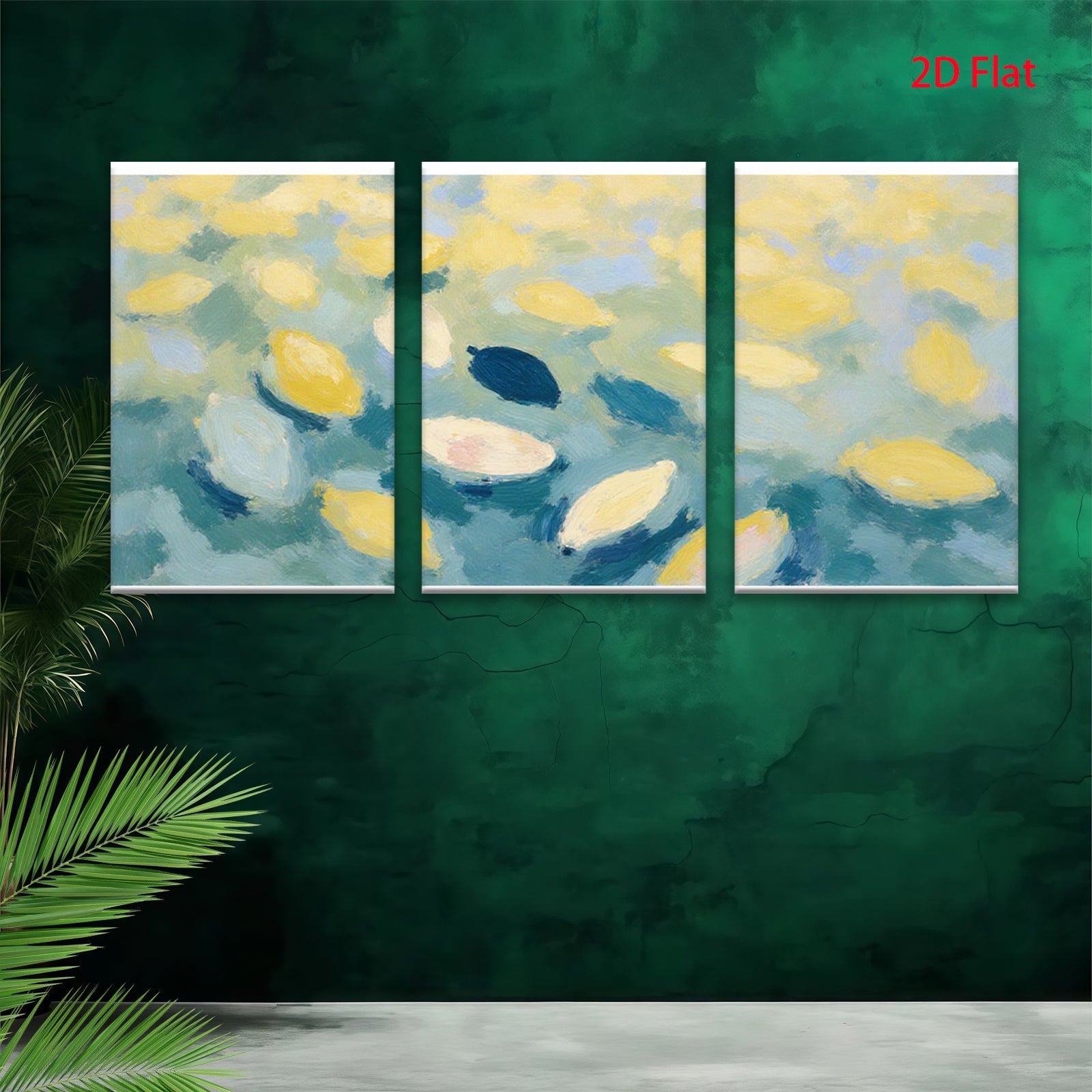 2D flat 1pc Abstract Lemon Grove Impressionist Wall Art Living Room Bedroom Modern Farmhouse Decor Canvas Painting Prints Botanical Floral Artwork