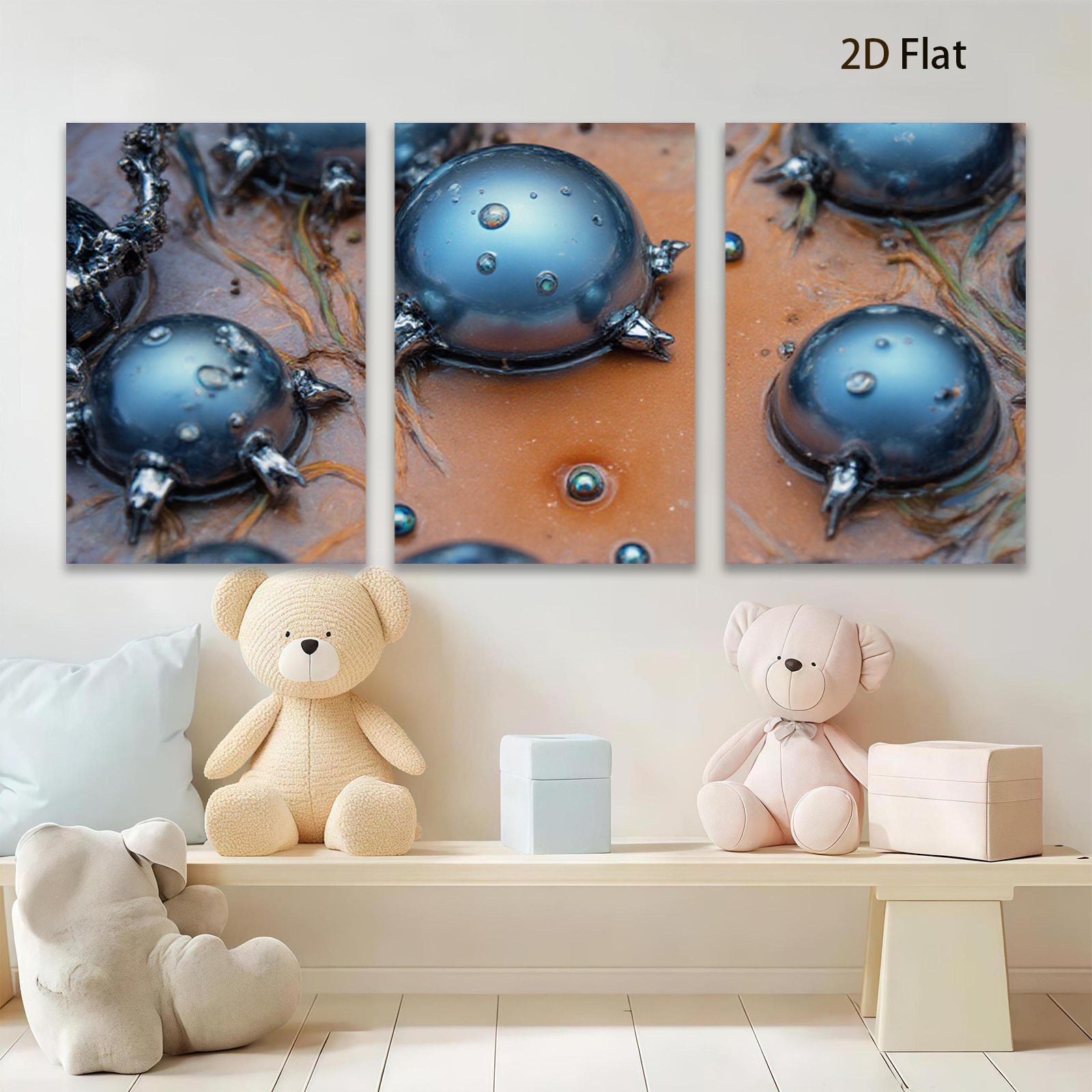 2D flat 1pc Abstract Metallic Spheres Unique Wall Art Decor Living Room Bedroom Modern Farmhouse Gallery Wrapped Canvas Prints