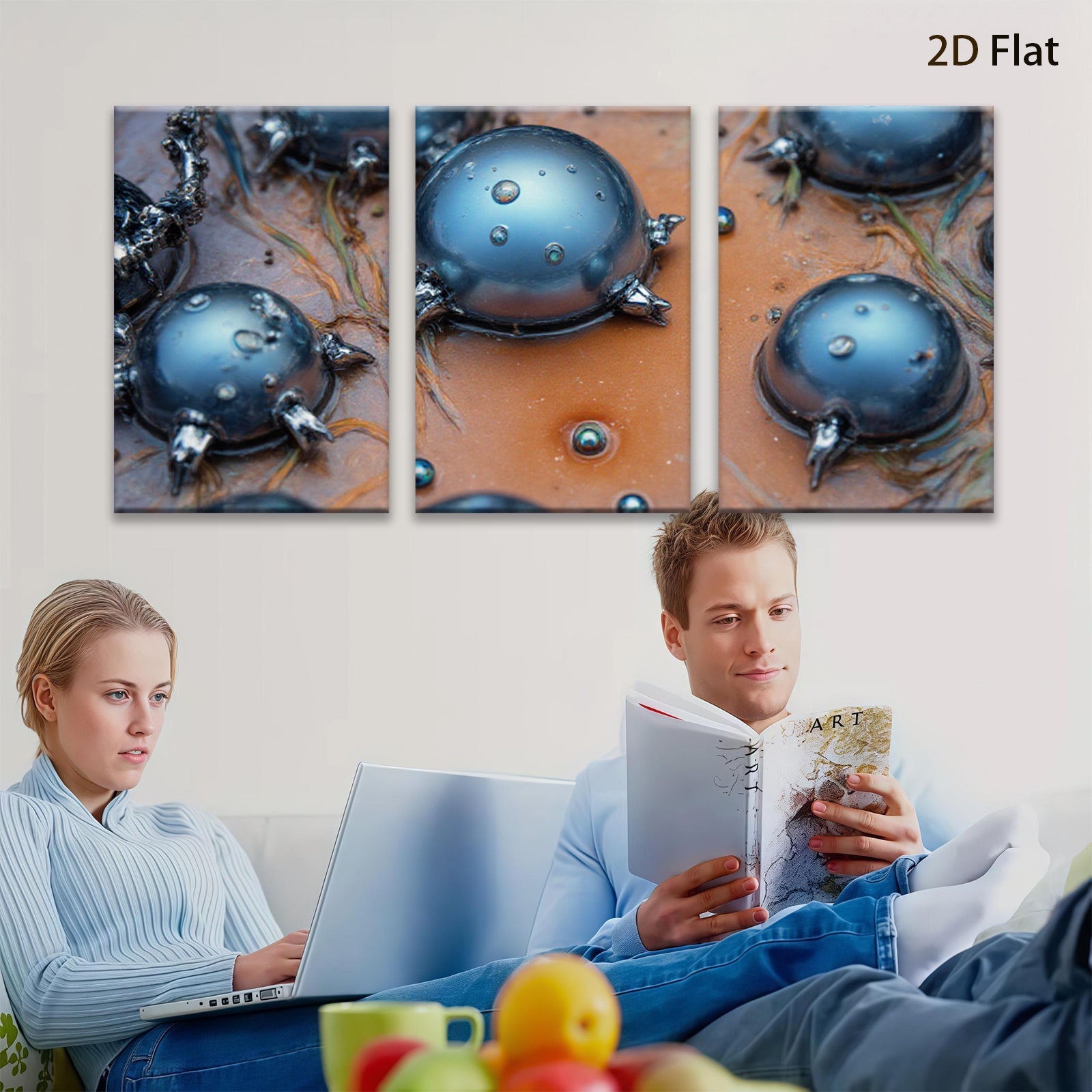2D flat 1pc Abstract Metallic Spheres Unique Wall Art Decor Living Room Bedroom Modern Farmhouse Gallery Wrapped Canvas Prints
