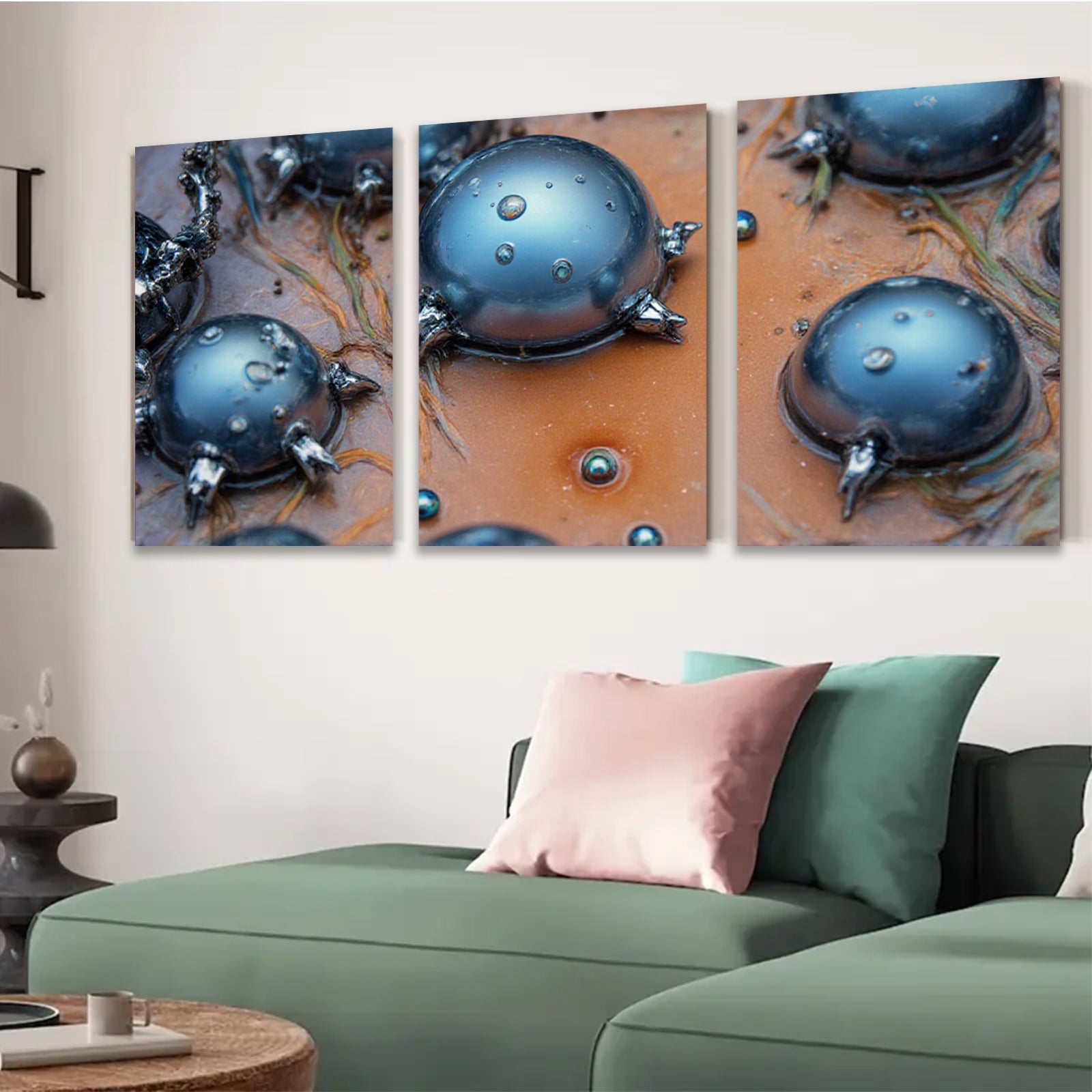 2D flat 1pc Abstract Metallic Spheres Unique Wall Art Decor Living Room Bedroom Modern Farmhouse Gallery Wrapped Canvas Prints