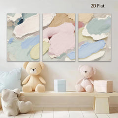 2D flat 1pc Abstract Pastel Blooms Modern Wall Art Canvas Painting for Living Room Bedroom Decor Farmhouse Style Gallery Wrapped Ready to Hang