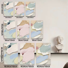 2D flat 1pc Abstract Pastel Blooms Modern Wall Art Canvas Painting for Living Room Bedroom Decor Farmhouse Style Gallery Wrapped Ready to Hang