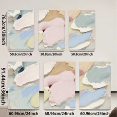 2D flat 1pc Abstract Pastel Blooms Modern Wall Art Canvas Painting for Living Room Bedroom Decor Farmhouse Style Gallery Wrapped Ready to Hang