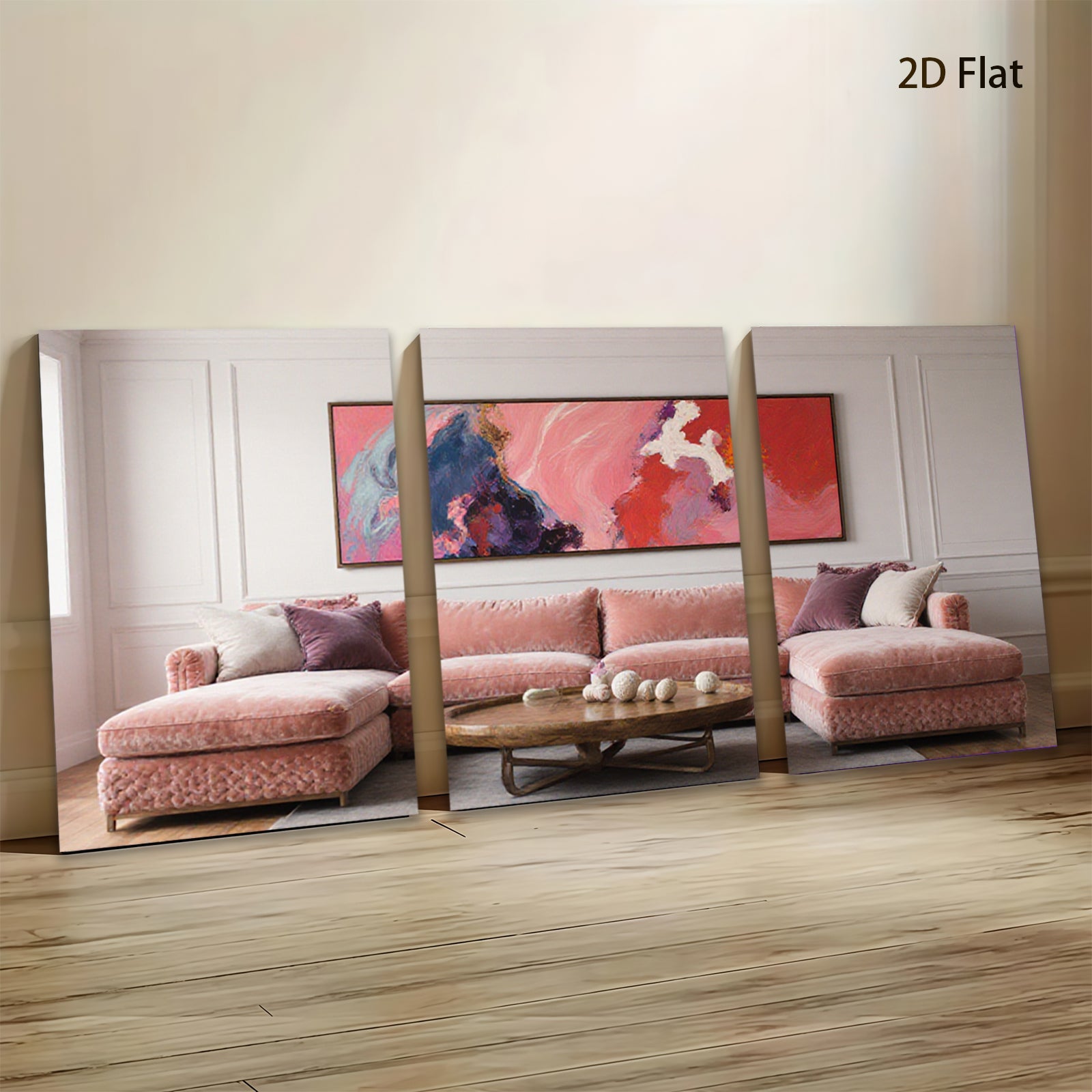 2D flat 1pc Abstract Pink Bloom Canvas Wall Art Living Room Bedroom Decor Modern Farmhouse Gallery Wrapped Ready to Hang Large Size