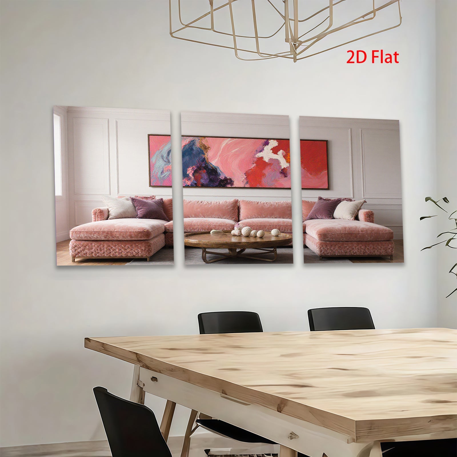 2D flat 1pc Abstract Pink Bloom Canvas Wall Art Living Room Bedroom Decor Modern Farmhouse Gallery Wrapped Ready to Hang Large Size