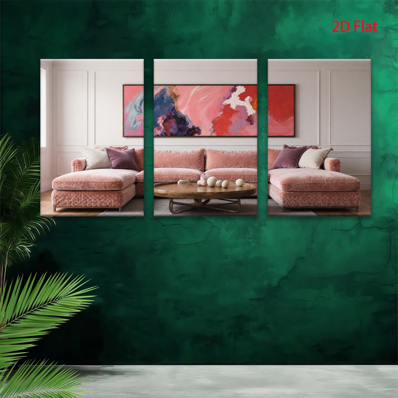 2D flat 1pc Abstract Pink Bloom Canvas Wall Art Living Room Bedroom Decor Modern Farmhouse Gallery Wrapped Ready to Hang Large Size