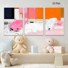 2D flat 1pc Abstract Pink White Brushstrokes Modern Wall Art Living Room Bedroom Decor Gallery Wrapped Canvas Prints Coastal Farmhouse Style