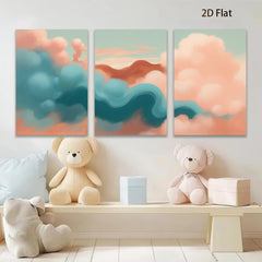 2D flat 1pc Abstract Sky Clouds Wall Art Canvas Prints for Living Room Bedroom Home Decor Modern Farmhouse Rustic Teal Orange Aesthetic Gallery Wrapped Timeless