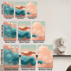2D flat 1pc Abstract Sky Clouds Wall Art Canvas Prints for Living Room Bedroom Home Decor Modern Farmhouse Rustic Teal Orange Aesthetic Gallery Wrapped Timeless