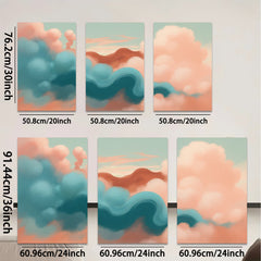 2D flat 1pc Abstract Sky Clouds Wall Art Canvas Prints for Living Room Bedroom Home Decor Modern Farmhouse Rustic Teal Orange Aesthetic Gallery Wrapped Timeless