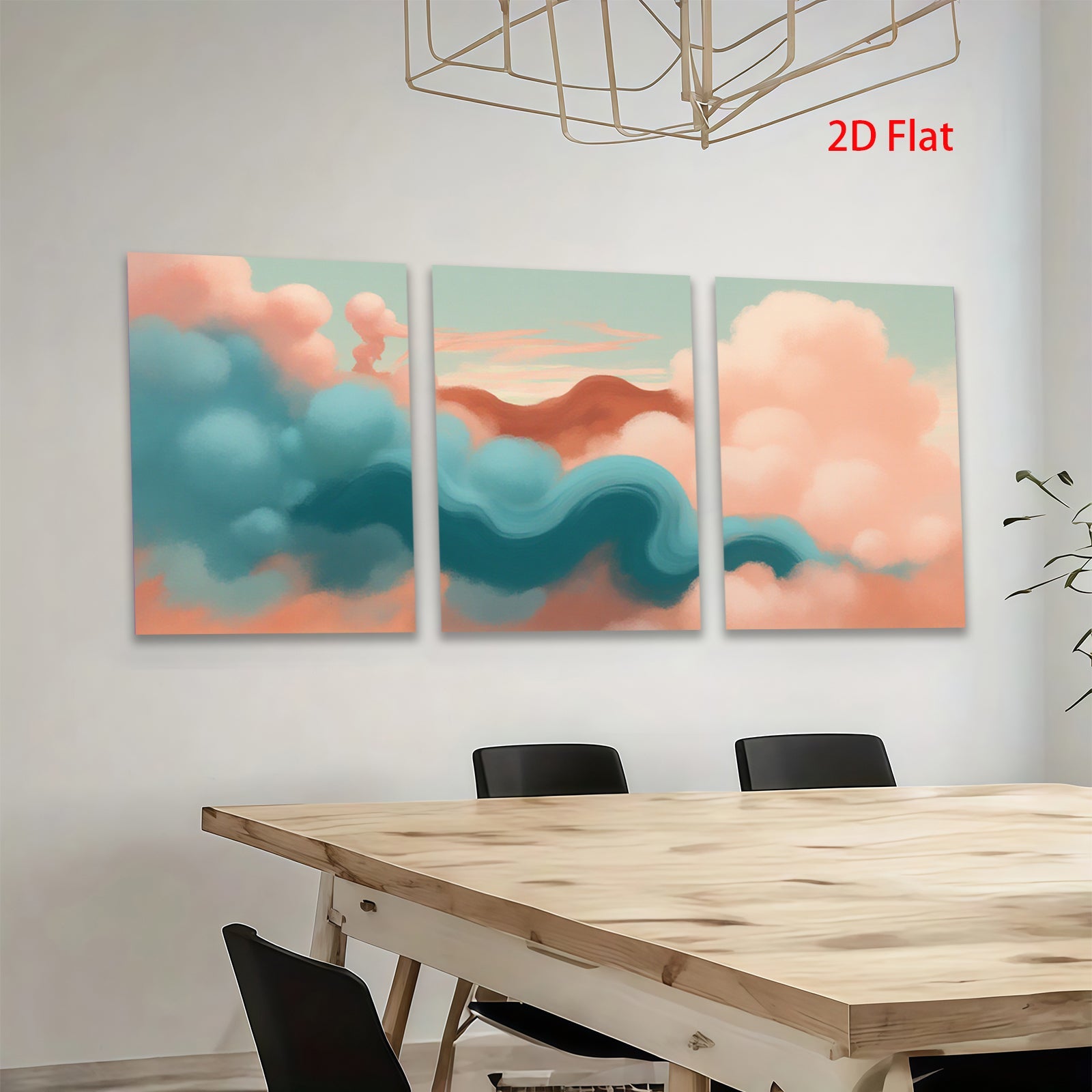 2D flat 1pc Abstract Sky Clouds Wall Art Canvas Prints for Living Room Bedroom Home Decor Modern Farmhouse Rustic Teal Orange Aesthetic Gallery Wrapped Timeless