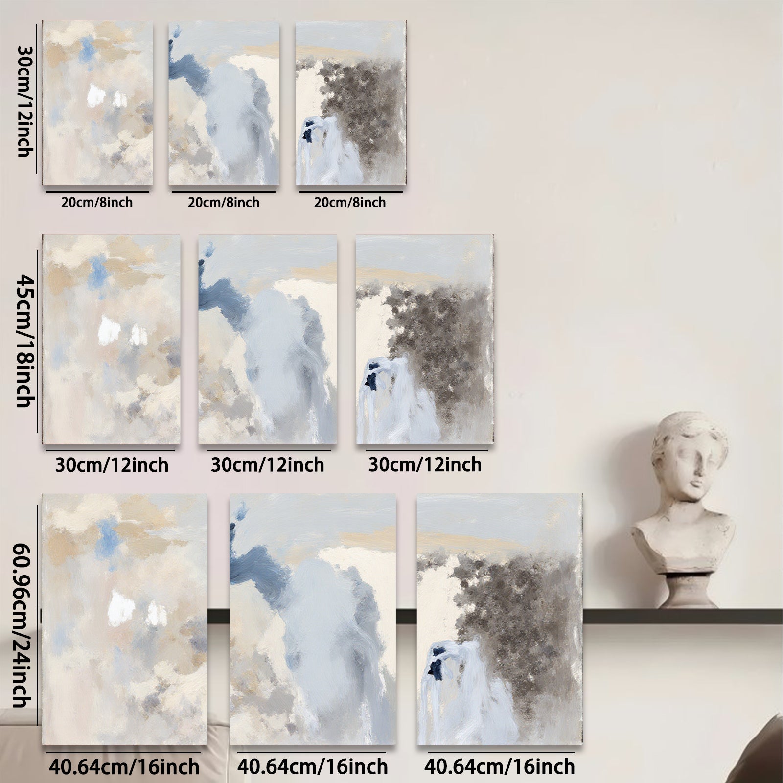 2D flat 1pc Abstract Sky Wash Coastal Home Decor Farmhouse Wall Art Modern Living Room Bedroom Canvas Print Large Size