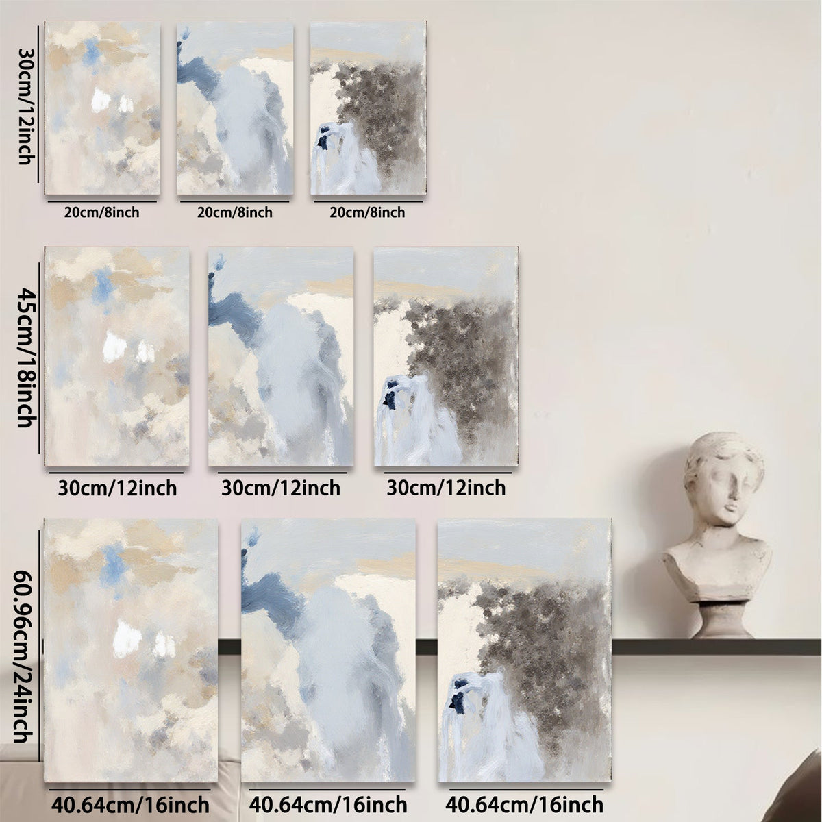 2D flat 1pc Abstract Sky Wash Coastal Home Decor Farmhouse Wall Art Modern Living Room Bedroom Canvas Print Large Size