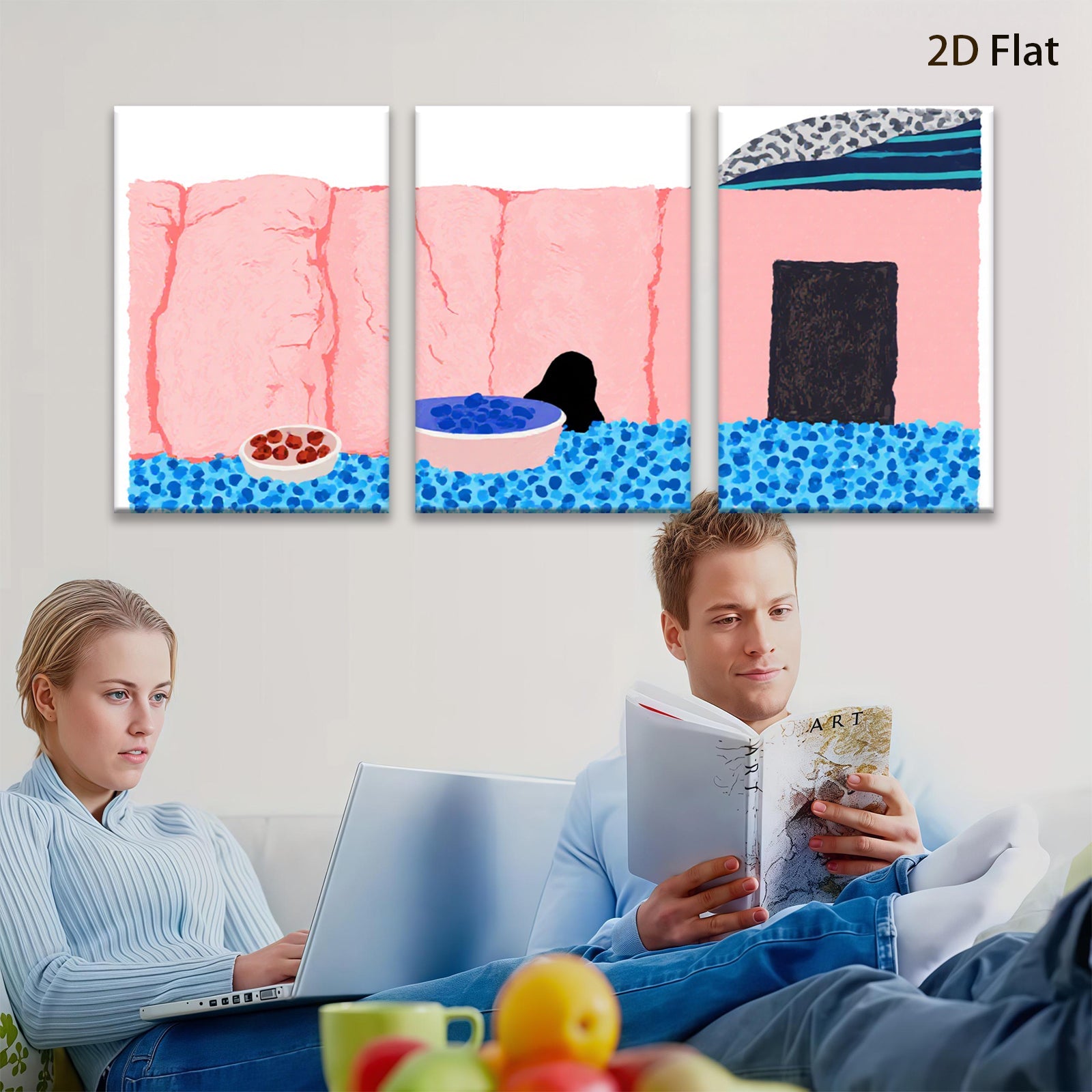 2D flat 1pc Abstract Still Life with Bowls Modern Farmhouse Wall Art Living Room Bedroom Decor Canvas Prints Minimalist Aesthetic Home Accents