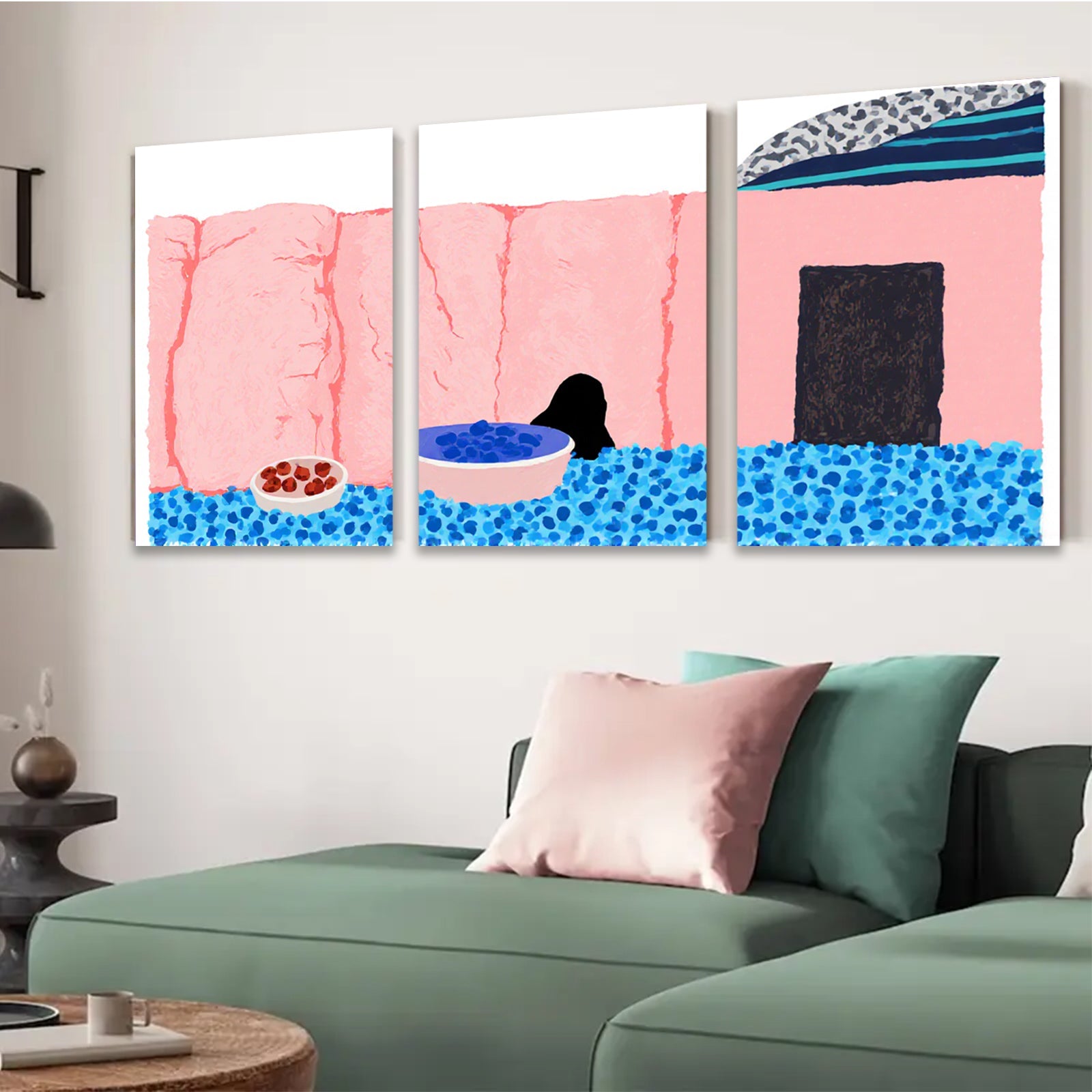 2D flat 1pc Abstract Still Life with Bowls Modern Farmhouse Wall Art Living Room Bedroom Decor Canvas Prints Minimalist Aesthetic Home Accents