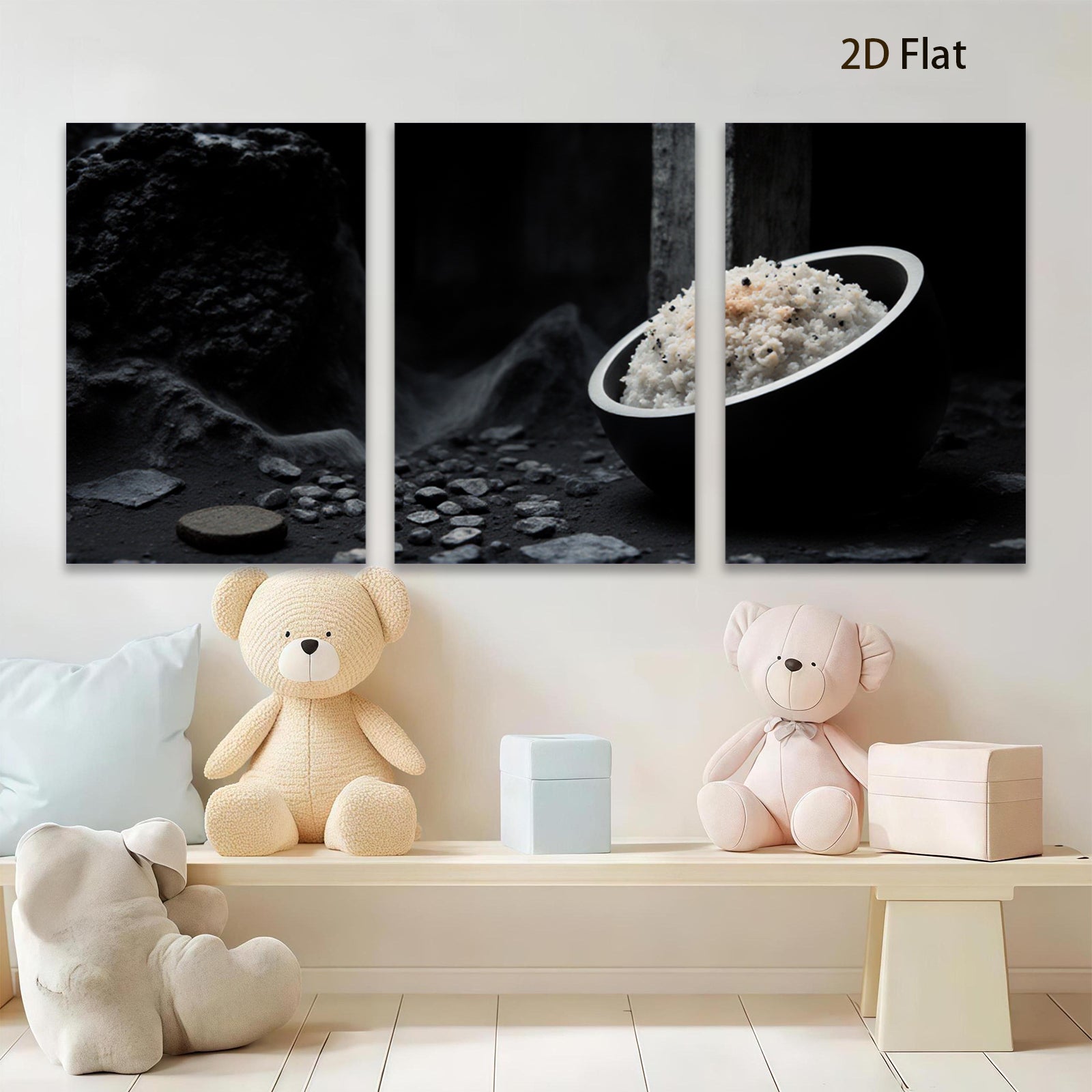 2D flat 1pc Abstract Stone Bowl Still Life Modern Farmhouse Wall Art Dining Room Living Room Gallery Wrapped Canvas Prints Ready to Hang