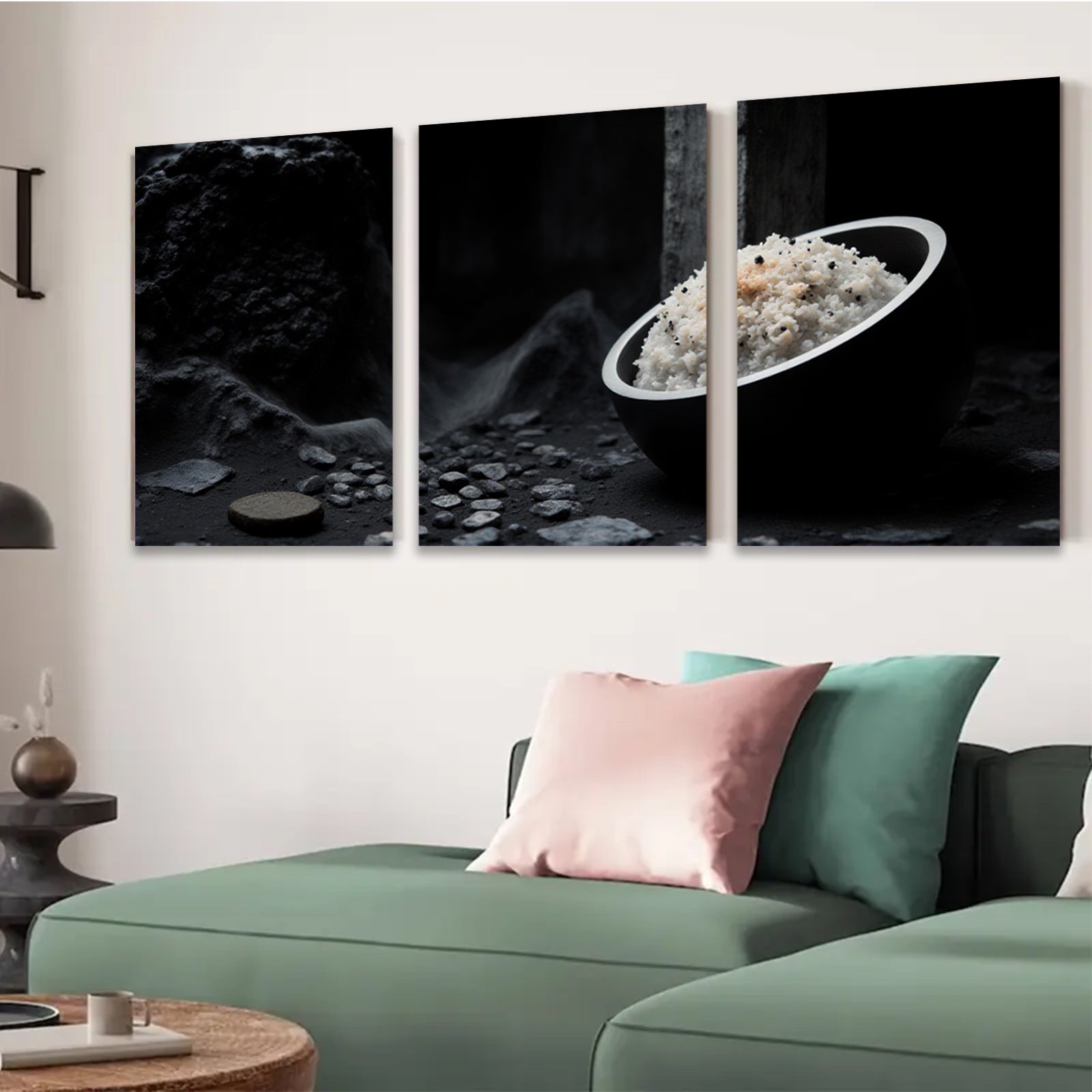 2D flat 1pc Abstract Stone Bowl Still Life Modern Farmhouse Wall Art Dining Room Living Room Gallery Wrapped Canvas Prints Ready to Hang