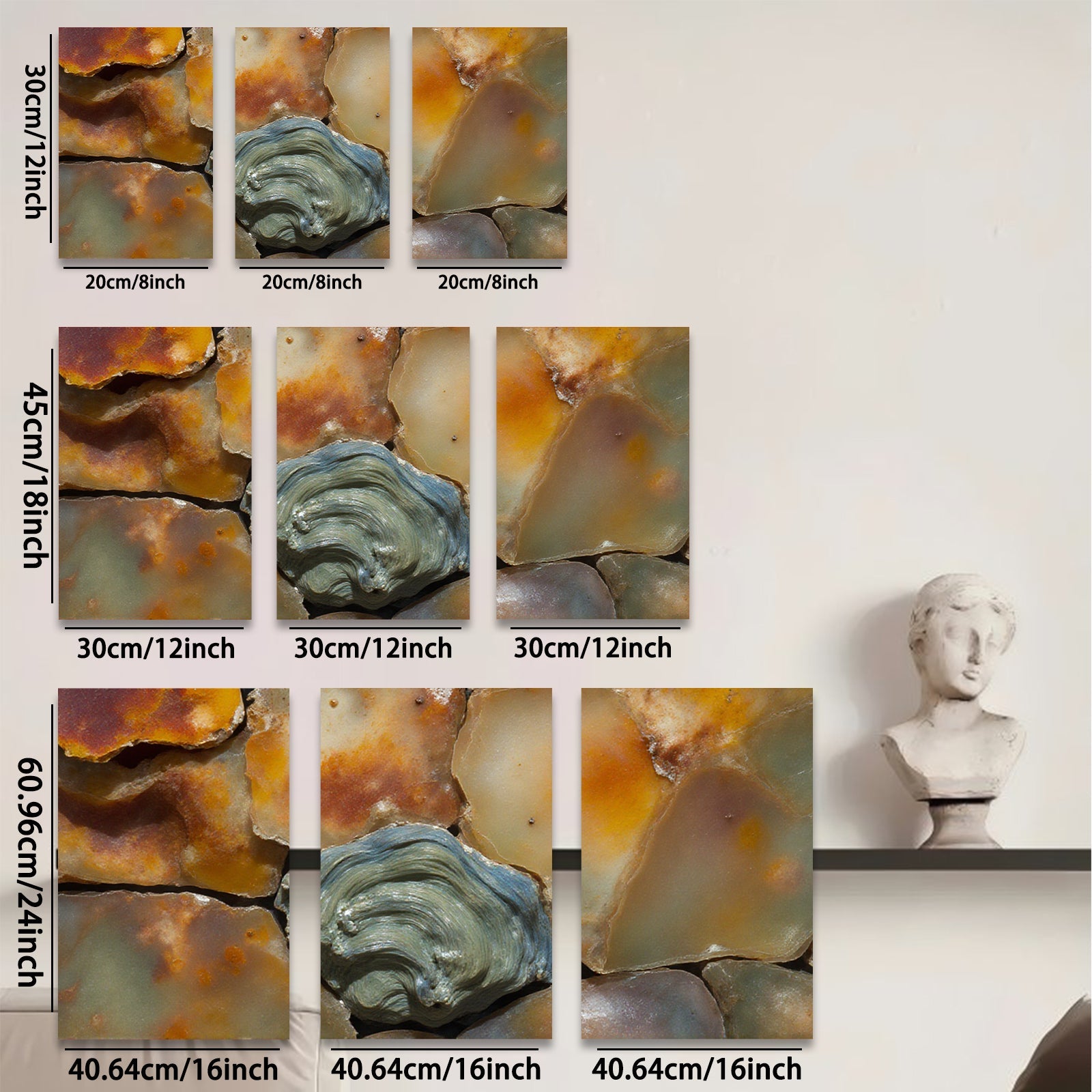 2D flat 1pc Abstract Stone Texture Wall Art Coastal Home Decor Living Room Bedroom Modern Farmhouse Gallery Wrapped Canvas Print