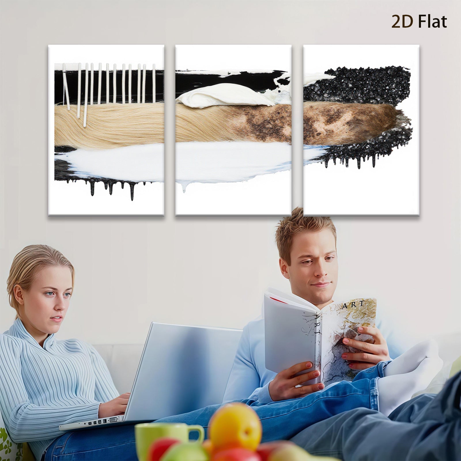 2D flat 1pc Abstract Texture Brushstrokes Modern Wall Art Canvas Prints Living Room Bedroom Decor Gallery Wrapped Stretched Framed Ready to Hang