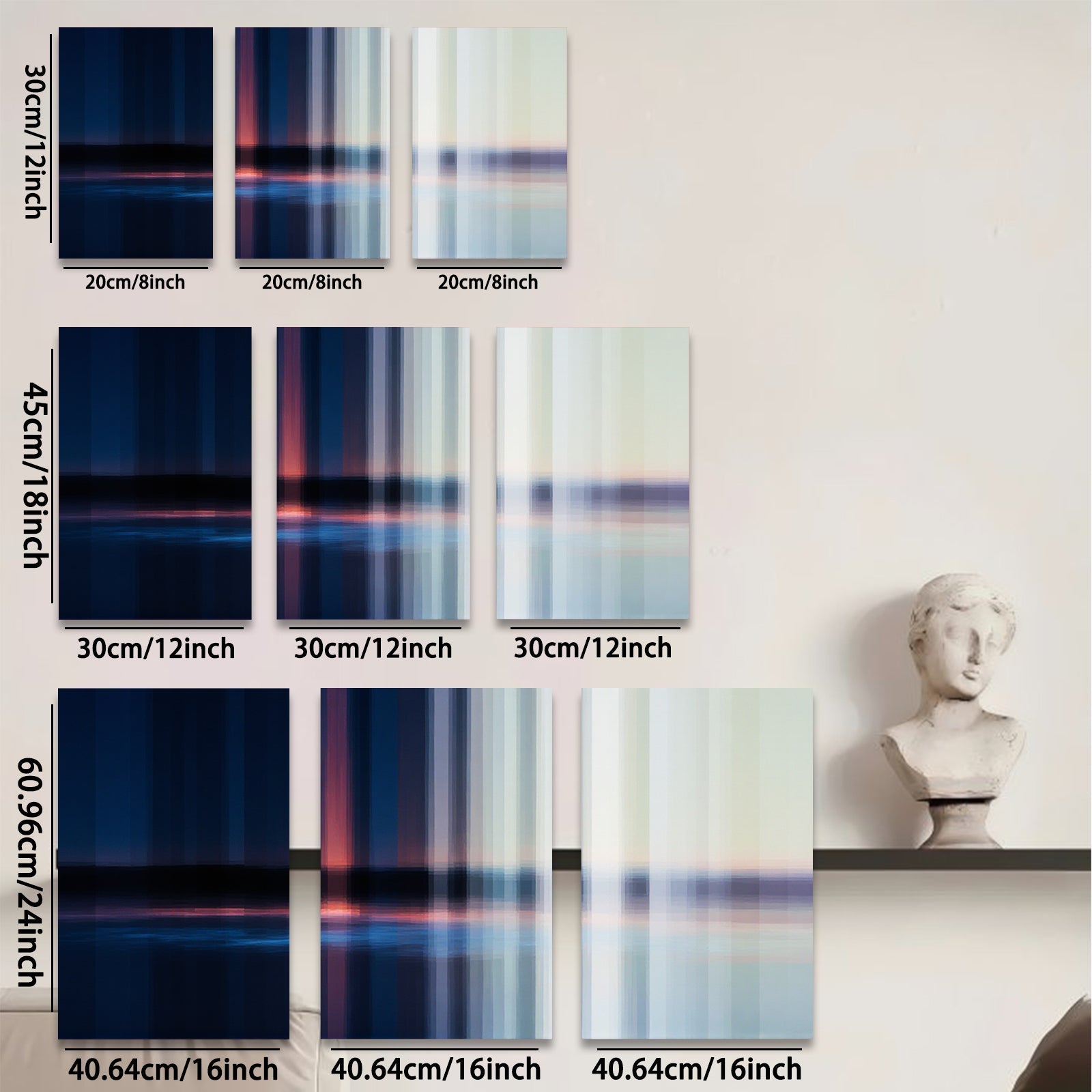 2D flat 1pc Abstract Vertical Lines Modern Wall Art Coastal Home Decor Living Room Bedroom Canvas Prints Gallery Wrapped Ready to Hang Farmhouse Style