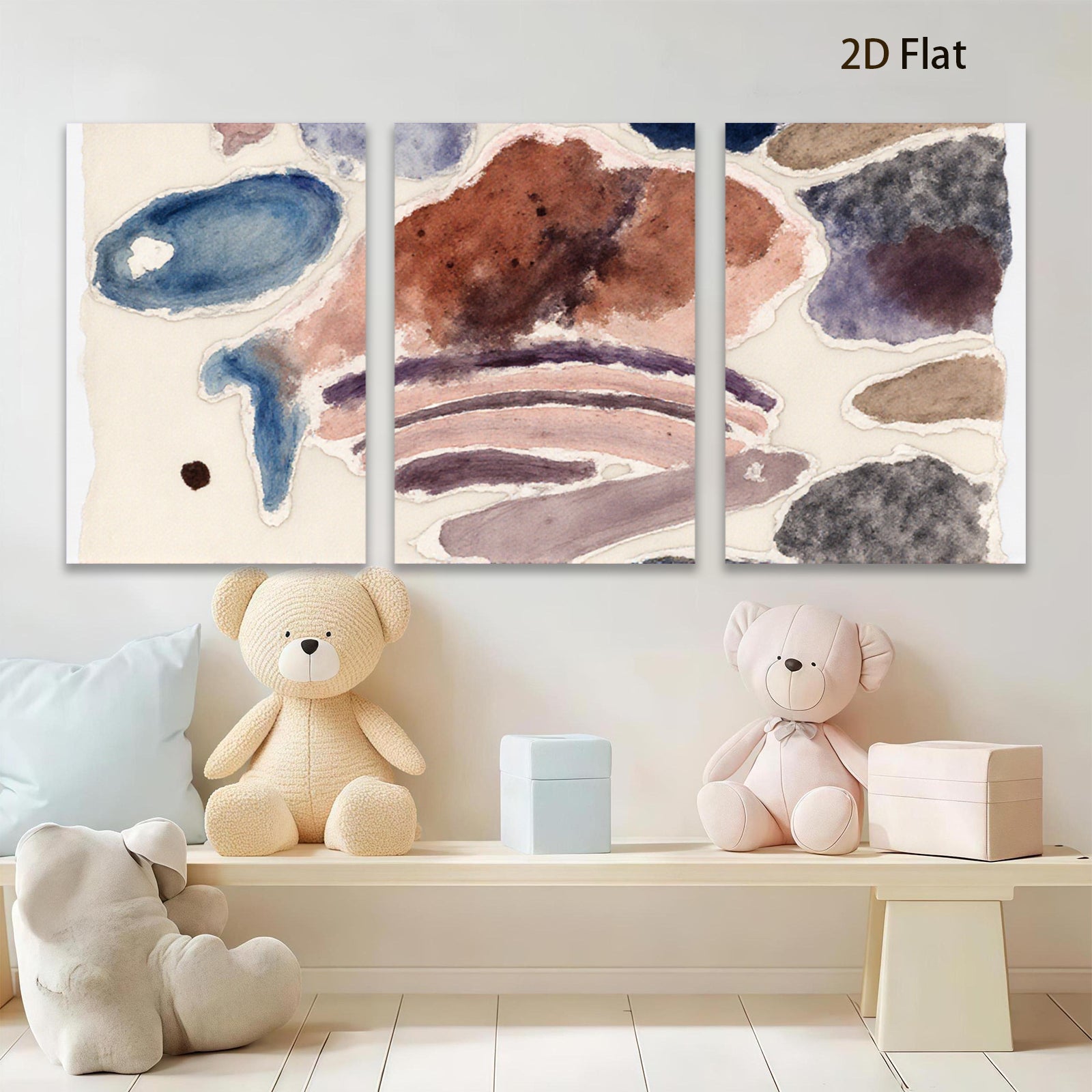 2D flat 1pc Abstract Watercolor Wash Coastal Farmhouse Wall Art Prints Living Room Bedroom Decor Modern Gallery Wrapped Canvas Textured Neutral Tones