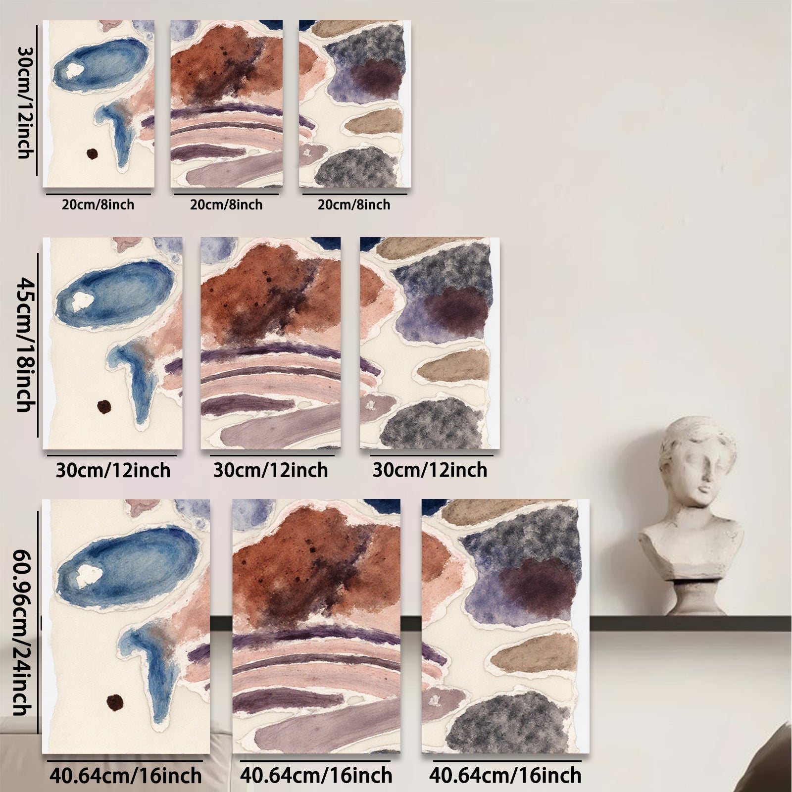 2D flat 1pc Abstract Watercolor Wash Coastal Farmhouse Wall Art Prints Living Room Bedroom Decor Modern Gallery Wrapped Canvas Textured Neutral Tones