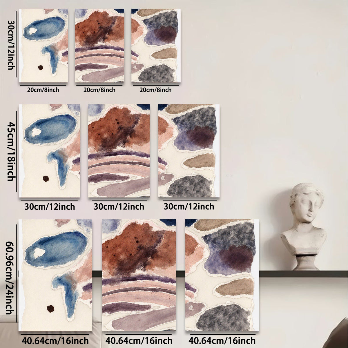 2D flat 1pc Abstract Watercolor Wash Coastal Farmhouse Wall Art Prints Living Room Bedroom Decor Modern Gallery Wrapped Canvas Textured Neutral Tones
