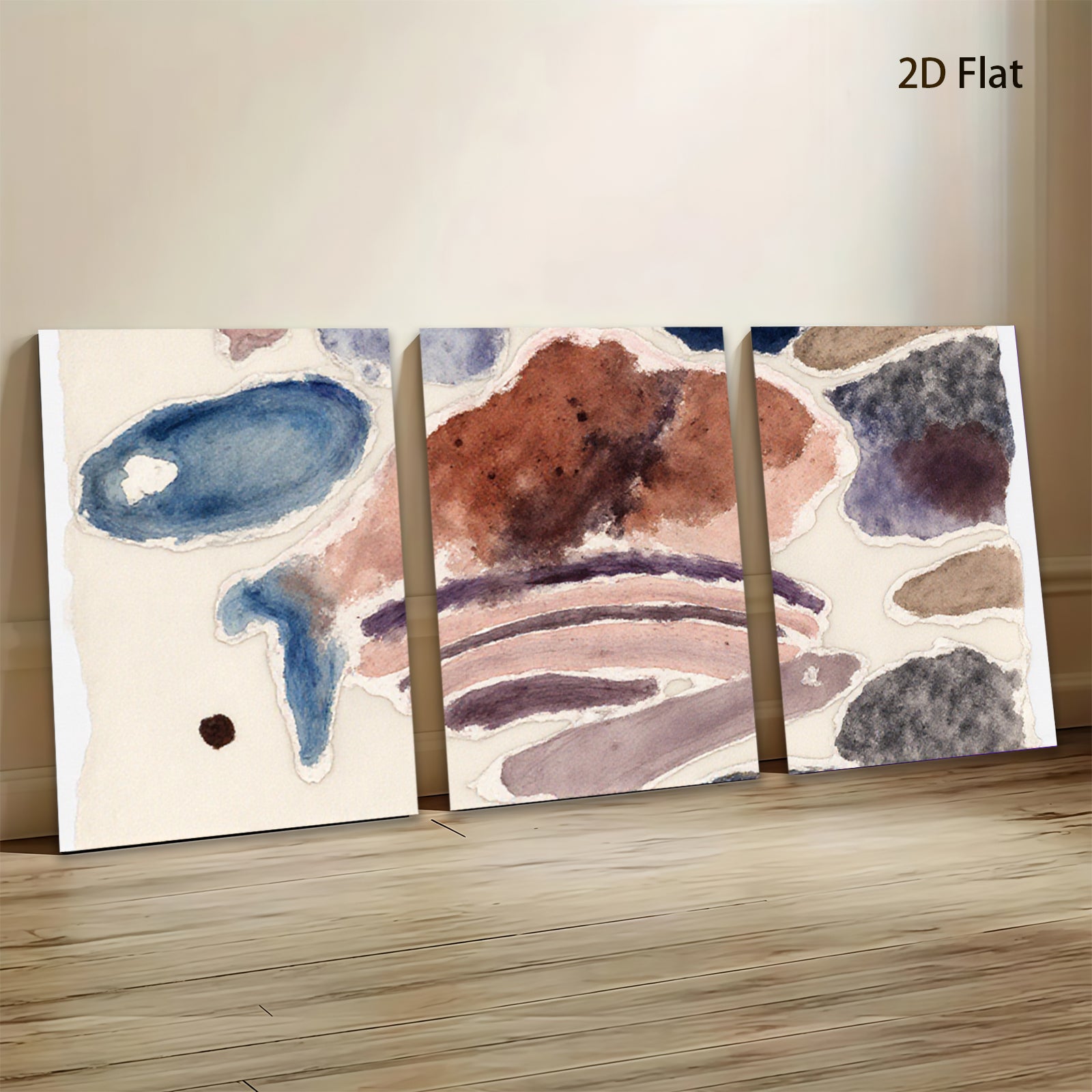 2D flat 1pc Abstract Watercolor Wash Coastal Farmhouse Wall Art Prints Living Room Bedroom Decor Modern Gallery Wrapped Canvas Textured Neutral Tones