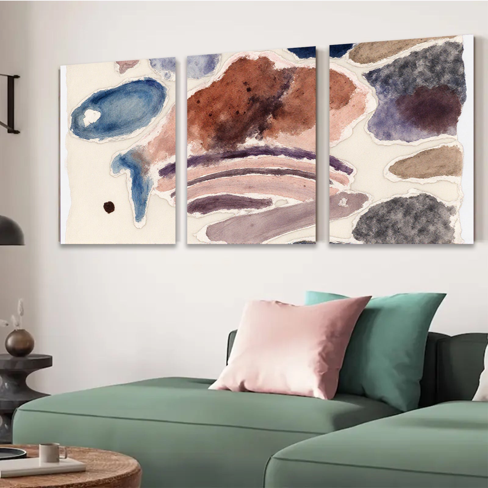 2D flat 1pc Abstract Watercolor Wash Coastal Farmhouse Wall Art Prints Living Room Bedroom Decor Modern Gallery Wrapped Canvas Textured Neutral Tones