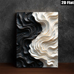 2D flat 1pc Abstract Wave Sculptural Wall Art Modern Texture Painting for Living Room Bedroom Office Decor Farmhouse Style Gallery Wrapped Canvas Prints