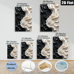 2D flat 1pc Abstract Wave Sculptural Wall Art Modern Texture Painting for Living Room Bedroom Office Decor Farmhouse Style Gallery Wrapped Canvas Prints