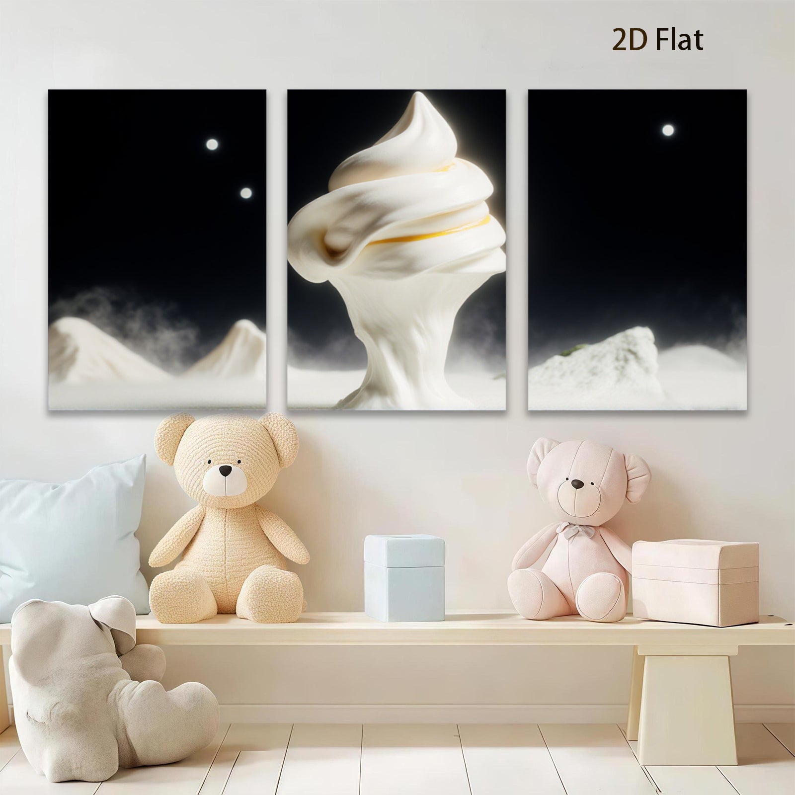 2D flat 1pc Abstract White Sculpture Modern Wall Art Living Room Bedroom Decor Coastal Chic Gallery Wrapped Canvas Prints Ready to Hang Farmhouse Style